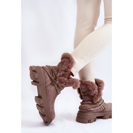 PM1 Bottines en Daim pour Femme avec Chaîne Décorative Marron Clair Respecto brun 4
