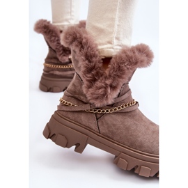 PM1 Bottines en Daim pour Femme avec Chaîne Décorative Marron Clair Respecto brun 6