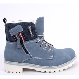 Blue GD-TL10 Bottes en bois bleu pour femmes 1