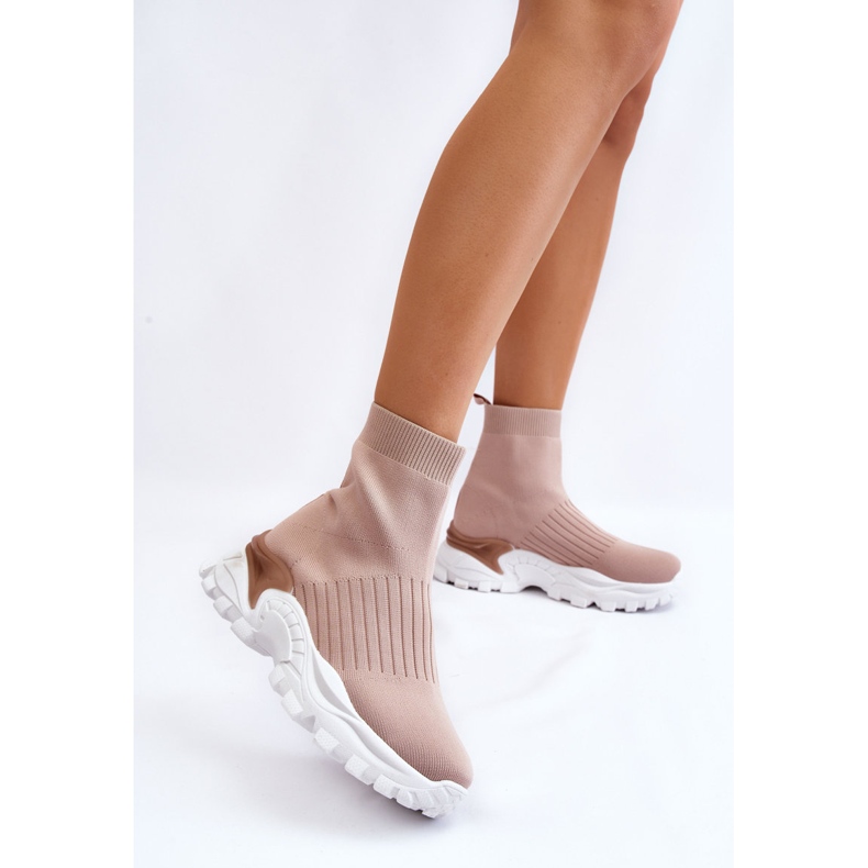 BM Baskets Chaussettes Hautes Femme Beige Jovie 2