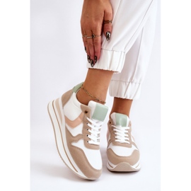 PG1 Chaussures De Sport Compensées Femme Blanc Et Beige Neva 1
