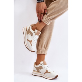PG1 Chaussures de sport compensées à la mode pour femmes blanches et beiges Yuki 2