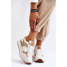 PG1 Chaussures de sport compensées à la mode pour femmes blanches et beiges Yuki 1