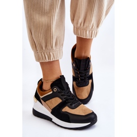 PG1 Baskets compensées classiques beiges et noires Collie le noir 4