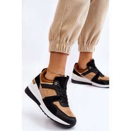 PG1 Baskets compensées classiques beiges et noires Collie le noir 2