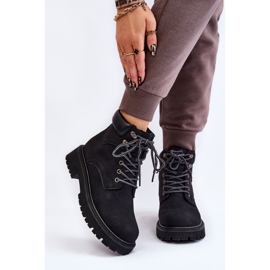 PG1 Bottes de trappeur isolées pour femmes noires à lacets à mi-hauteur 1