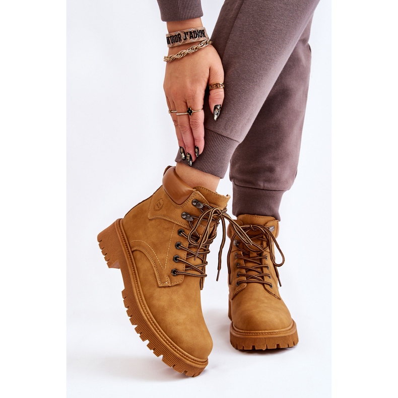 Bottes isolées à lacets camel pour femmes brun 1