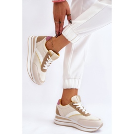 PG1 Baskets Compensées Femme Beige Et Blanc Sivan - KeeShoes