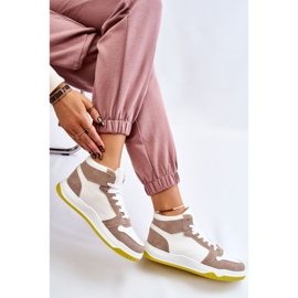 BM Chaussures de sport hautes pour femmes Baskets blanches et beiges Rumeur 2
