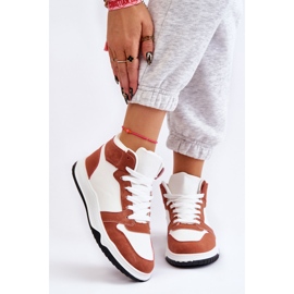 BM Chaussures de sport hautes pour femmes Baskets Blanc Camel Rumeur brun 1