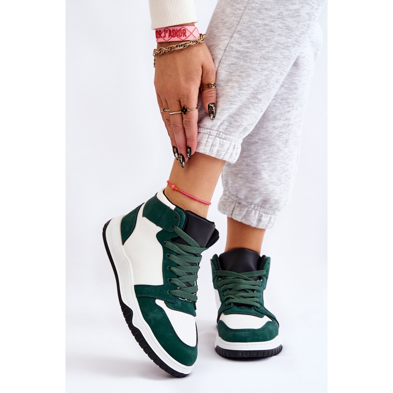 BM Chaussures de sport hautes pour femmes Baskets Blanc-Vert Rumeur 1