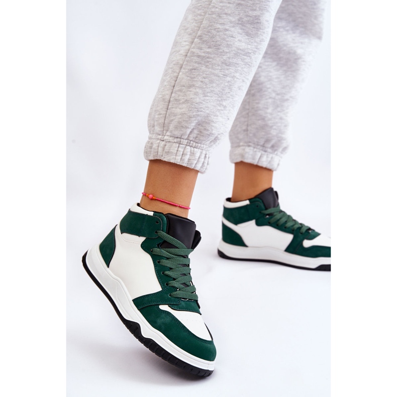 BM Chaussures de sport hautes pour femmes Baskets Blanc-Vert Rumeur 2