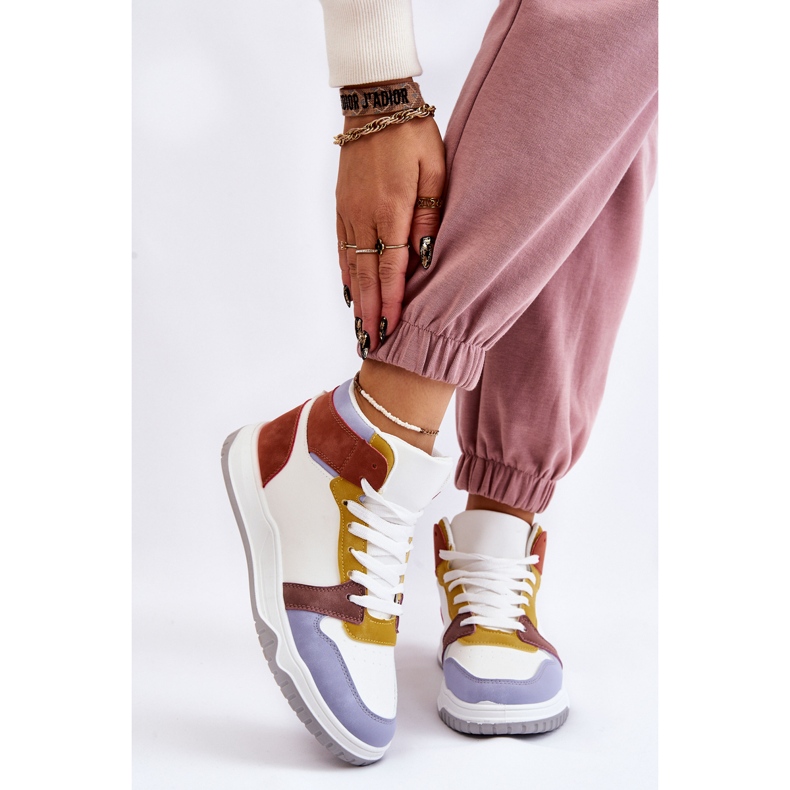 BM Chaussures de sport hautes pour femmes Baskets Multicolore Rumor blanc violet 1