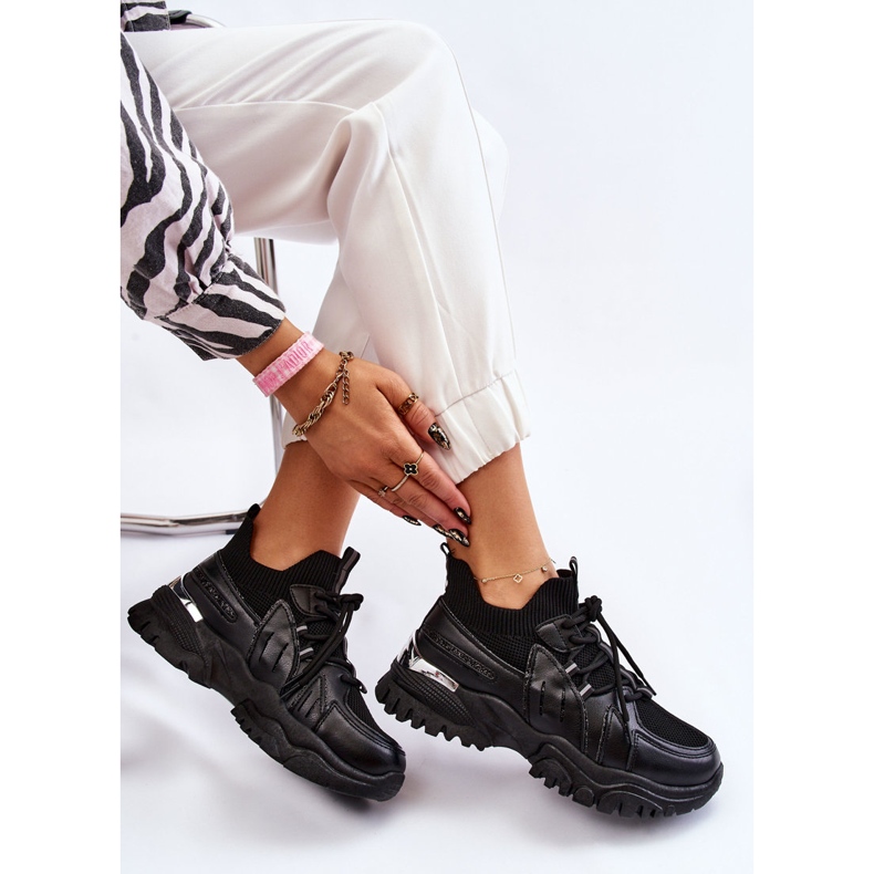 BM Chaussures de Sport Sock Slip-On Femme Noir Berna 1