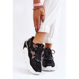 PA1 Chaussures De Sport Pour Femme Lacées Sur La Plateforme Noir Minea 1