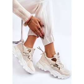 PA1 Chaussures De Sport Pour Femme À Lacets Sur La Plateforme Beige Minea 1