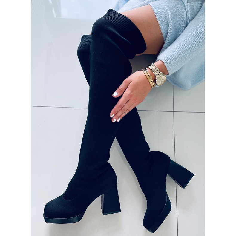 PA1 Bottes à talons hauts de Hilary Black noir 1