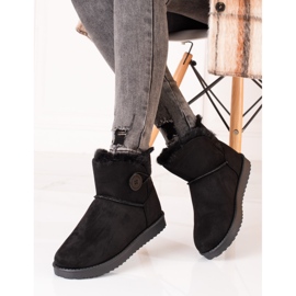 Bottes de neige chaudes pour femmes Shelovet noires avec un bouton le noir 1