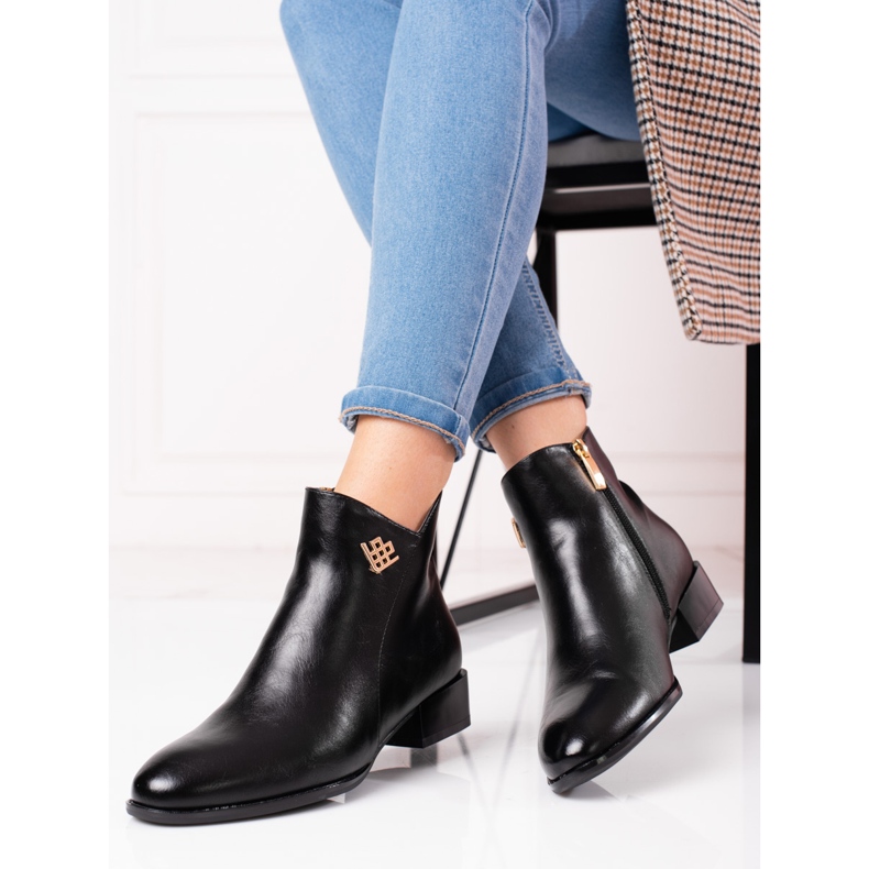 W. Potocki Bottes femme Potocki à talons plats le noir 1