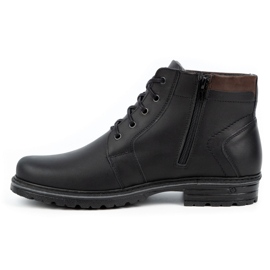 Polbut Bottes d'hiver en cuir pour hommes J34S Noir avec marron brun 1