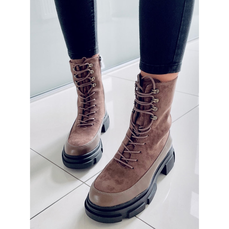 BM Bottines à lacets Kinney Kaki brun 1