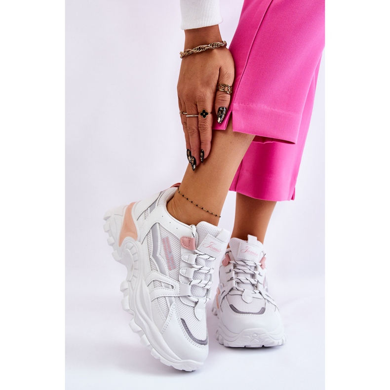 BM Baskets à plateforme pour femmes à la mode Blanc-Rose Biko blanche 1 BM Baskets à plateforme pour femmes à la mode Blanc-Rose Biko blanche 1