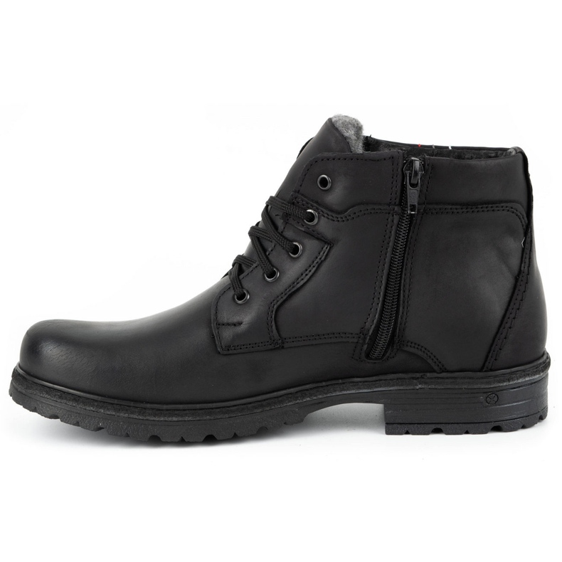 Polbut Bottes d'hiver en cuir pour hommes J35S noir avec gris 1