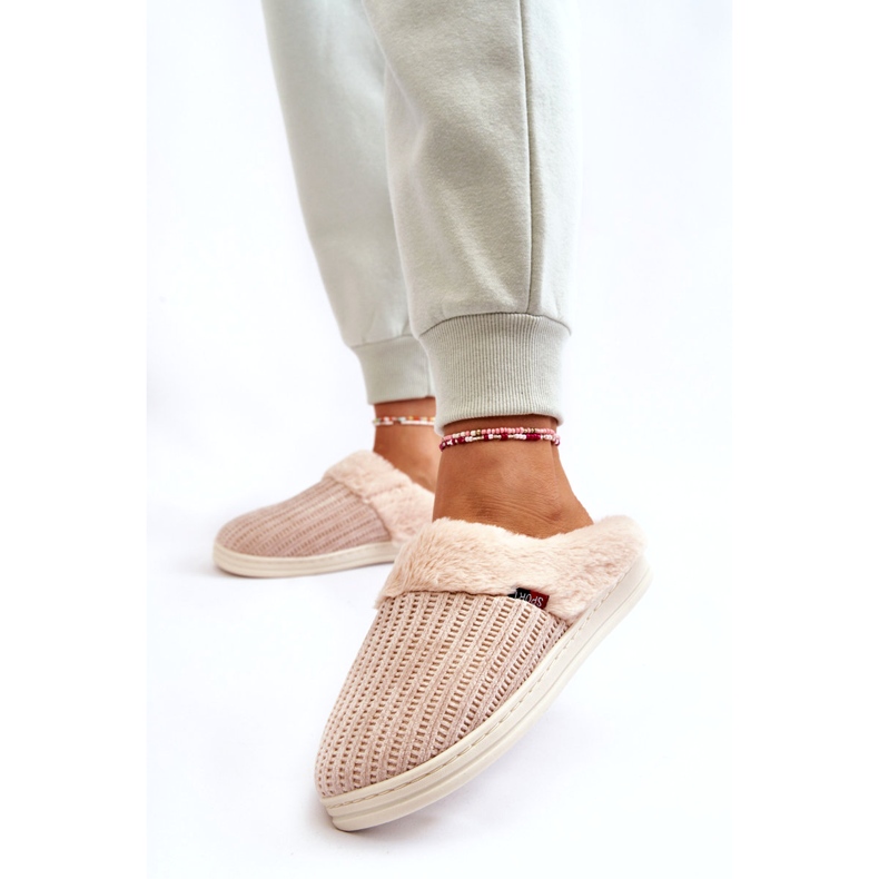 PA1 Chaussons Fourrés Isolés Femme Beige Leriss 2