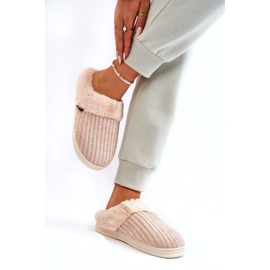 PA1 Chaussons Fourrés Isolés Femme Beige Leriss 4