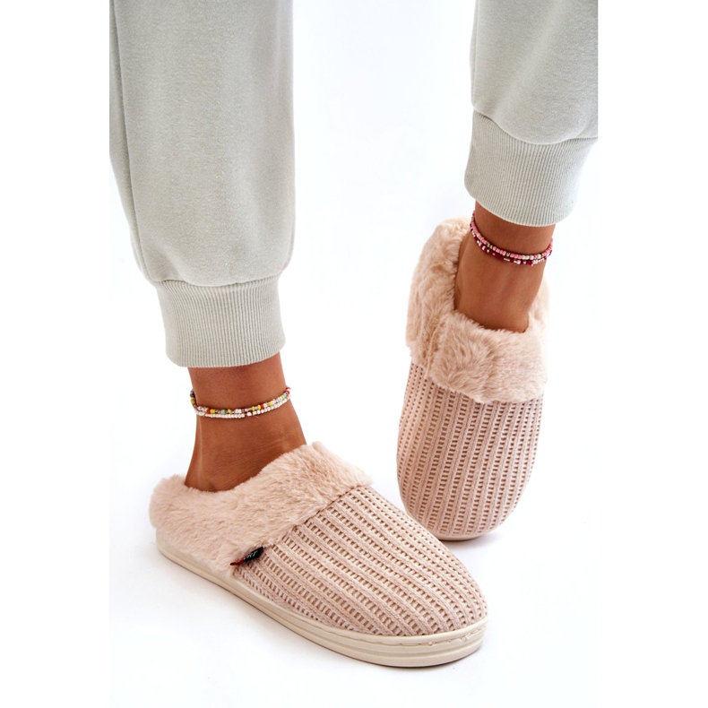 PA1 Chaussons Fourrés Isolés Femme Beige Leriss 3