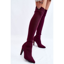 BM Bottes Talons Hauts Avec Chaussette Bordeaux Renoli rouge multicolore 2