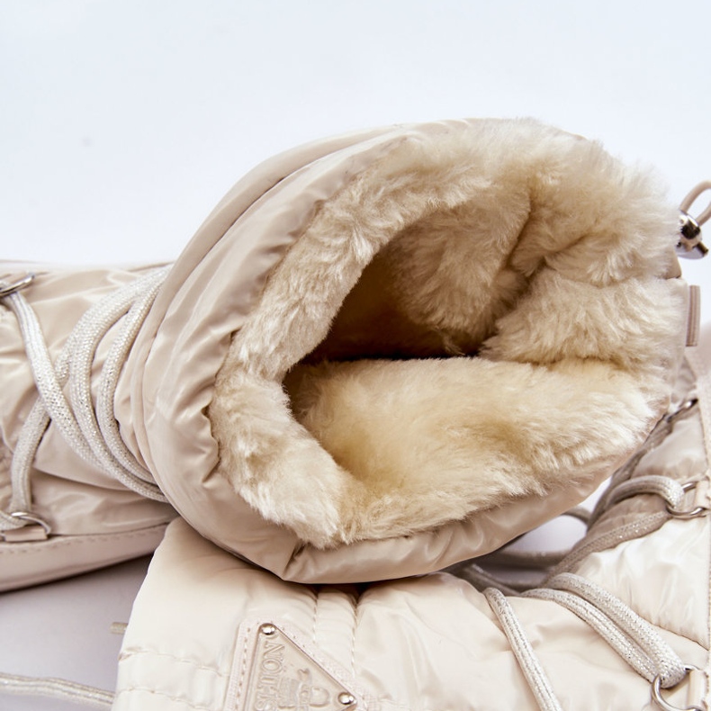 PM1 Bottes De Neige À Lacets À La Mode Pour Femmes Beige Clair Carrios 2 PM1 Bottes De Neige À Lacets À La Mode Pour Femmes Beige Clair Carrios 2