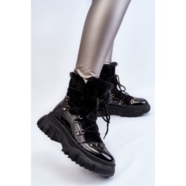 Bottes pour femmes à lacets en fourrure Noir Merron 2