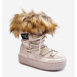 Bottes De Neige Isolées À Lacets Enfant Beige Colioris brun 1