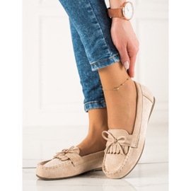 TRENDI Mocassins décontractés en daim beige 2