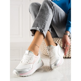 TRENDI Baskets colorées sur la plate-forme blanche rose argent 1