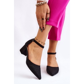 PG1 Escarpins à talons bas brillants à la mode Noir Leilany 1