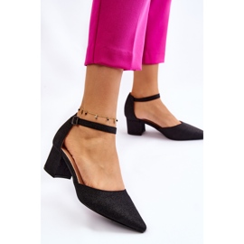 PG1 Escarpins à talons bas brillants à la mode Noir Leilany 2