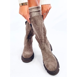 Bottes Flat Slade kaki pour femmes beige 1 Bottes Flat Slade kaki pour femmes beige 1
