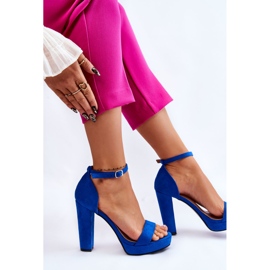 Sandales à talons en daim bleu spectaculaire 5