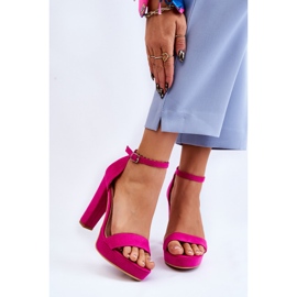 PA1 Sandales en daim spectaculaires fuchsia sur un talon rose 2