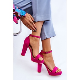PA1 Sandales en daim spectaculaires fuchsia sur un talon rose 10