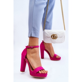 PA1 Sandales en daim spectaculaires fuchsia sur un talon rose 4