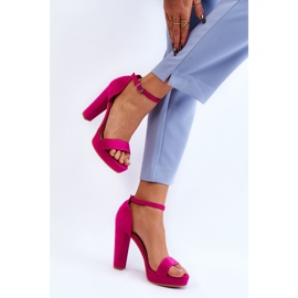 PA1 Sandales en daim spectaculaires fuchsia sur un talon rose 3