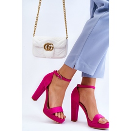 PA1 Sandales en daim spectaculaires fuchsia sur un talon rose 5