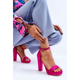 PA1 Sandales en daim spectaculaires fuchsia sur un talon rose 7