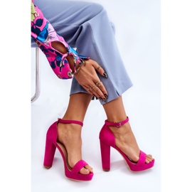 PA1 Sandales en daim spectaculaires fuchsia sur un talon rose 8