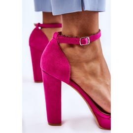 PA1 Sandales en daim spectaculaires fuchsia sur un talon rose 6