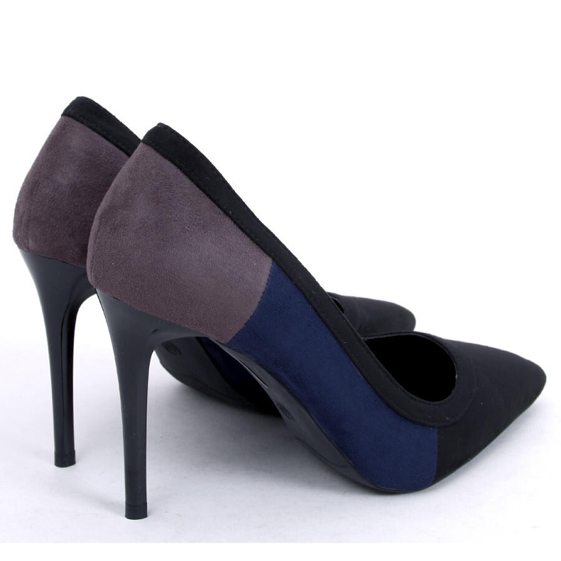 BM Escarpins tricolores femme LT104P NOIR / BLEU / GRIS 1