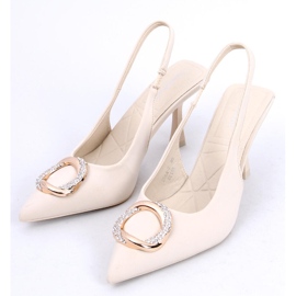 BM Escarpins à talon ouvert de Constance Beige 2